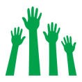 Icon showing raised hands.